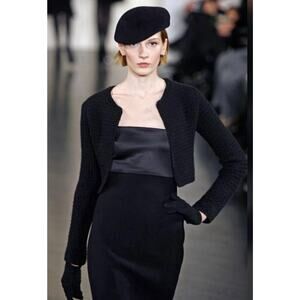 Ralph Lauren Collection Silk Knit Cardigan Sweater Black Cropped Runway Vintage